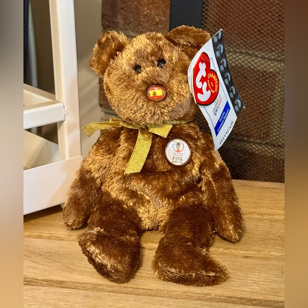 Ty Beanie Baby CHAMPION Bear 2002 FIFA World Cup Plush Animal